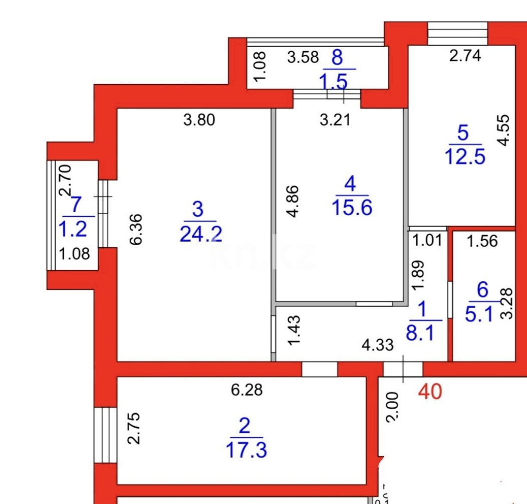 Продажа 3-комнатной квартиры, 85.5 м², ул. Анжерская, дом  44б - Продажа квартир в Караганде фото 1 из 1