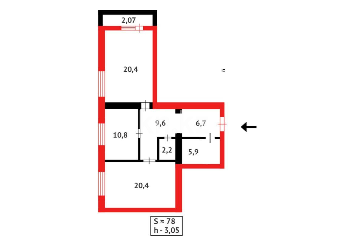 Продажа 3-комнатной квартиры, 78.18 м² в Астане - фото 4