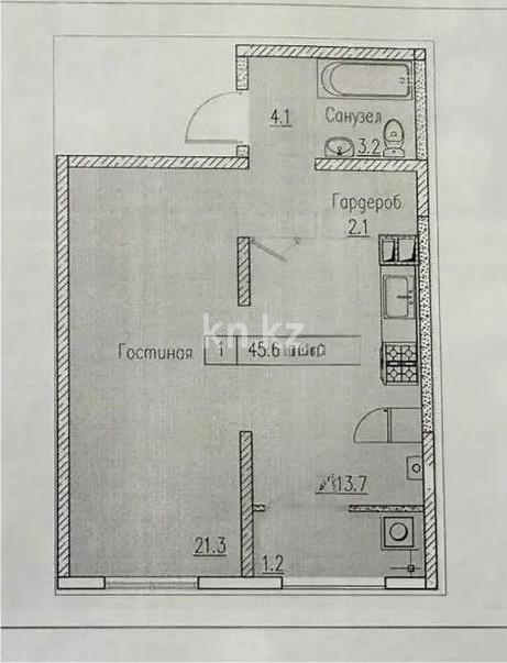 Продажа 1-комнатной квартиры, 45.6 м² - Продажа квартир в Алматы фото 1 из 1