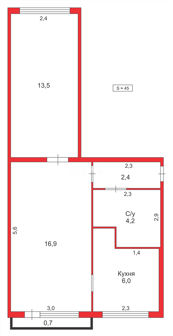 Продажа 2-комнатной квартиры, 43 м², мкр-н 15 - Продажа жилой и коммерческой недвижимости в Караганде фото 7 из 7