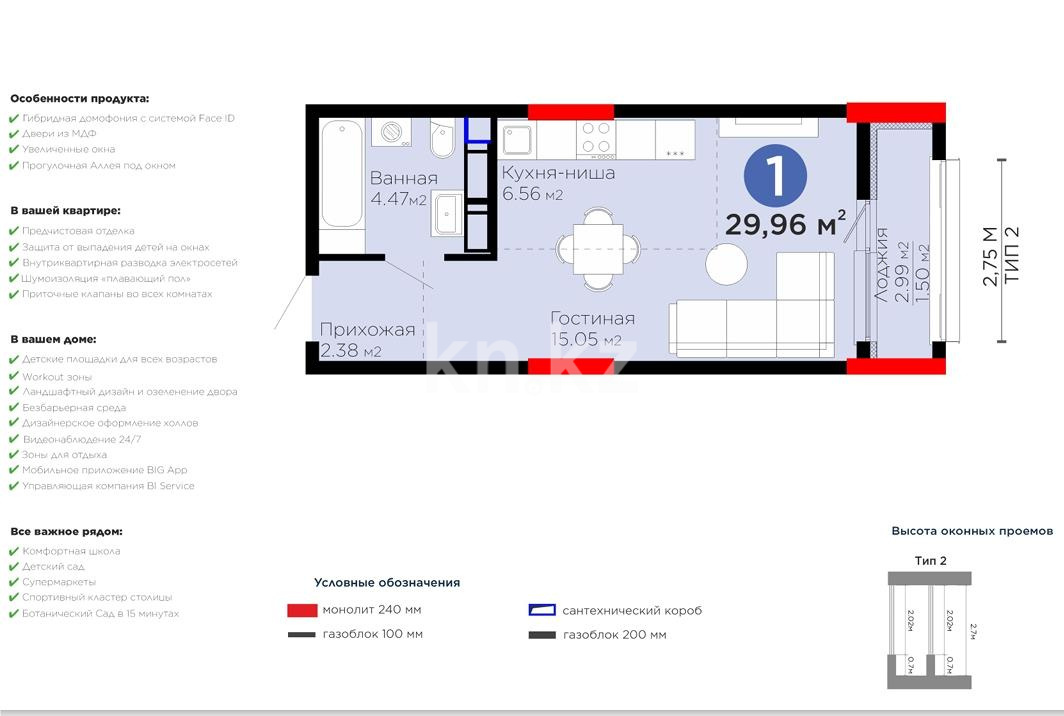 Продажа 1-комнатной квартиры, 30 м² - Продажа квартир в Астане - страница 25 фото 6 из 8