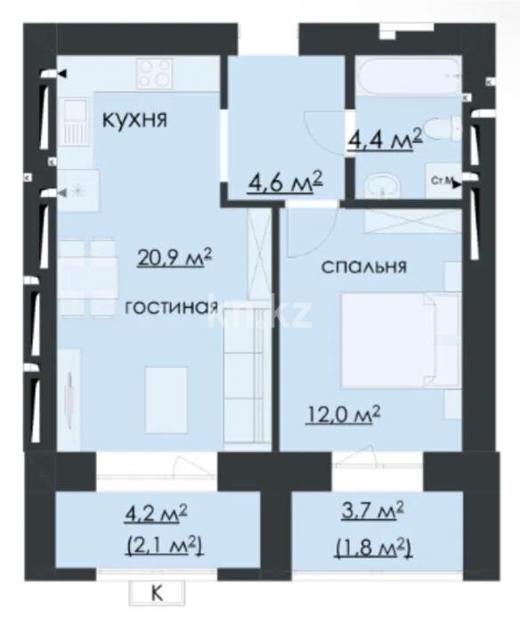 Продажа 1-комнатной квартиры, 46 м² в Караганде - фото 11