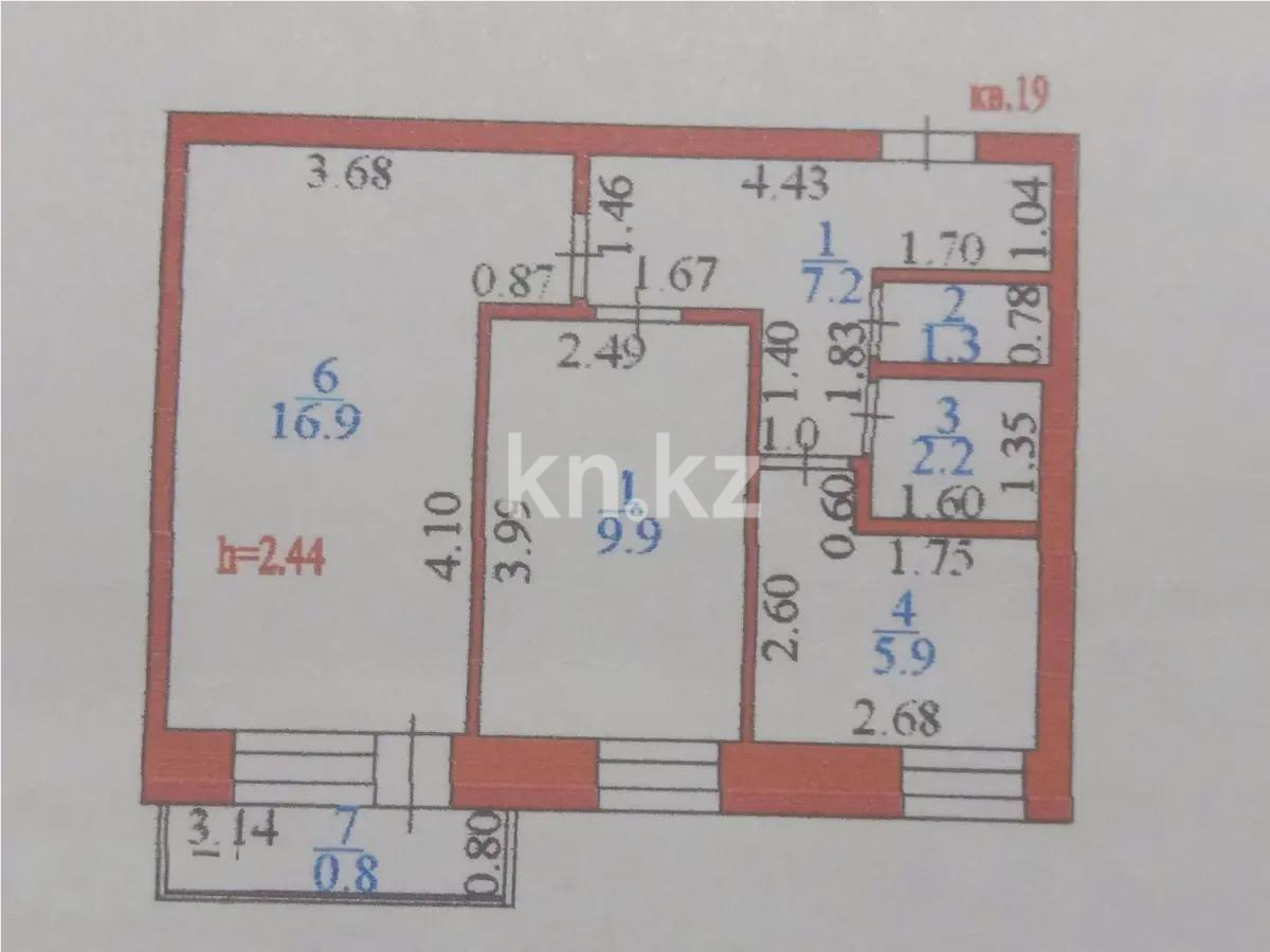 Продажа 2-комнатной квартиры, 44.2 м², пр. Абая, дом  27 в Астане