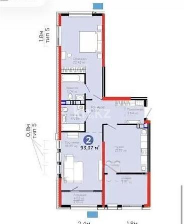 Продажа 3-комнатной квартиры, 94.1 м² - Продажа недвижимости в Казахстане - страница 17 фото 1 из 1