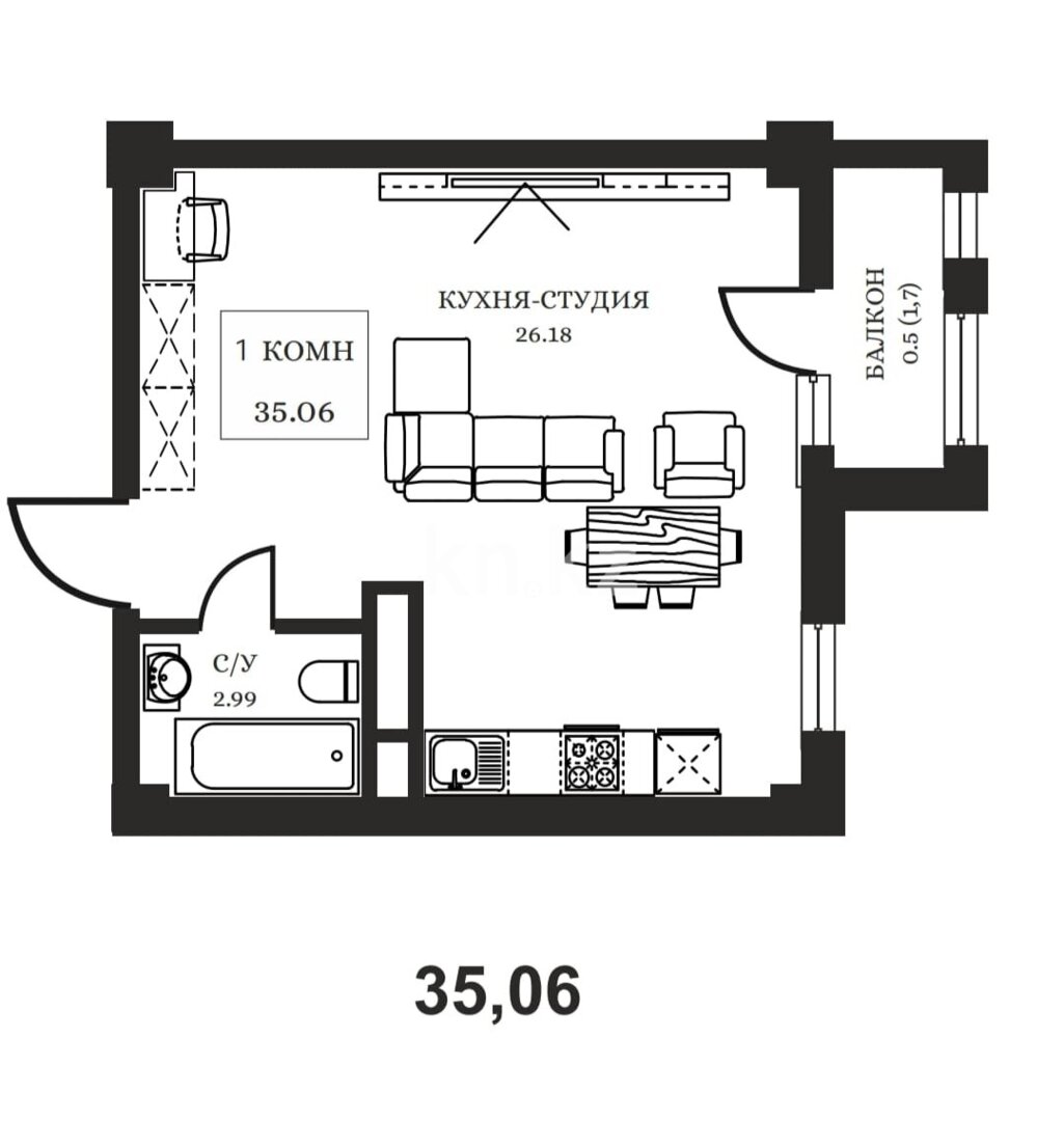 Продажа 1-комнатной квартиры, 35 м² в Астане - фото 3