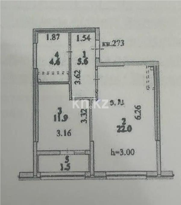 Продажа 2-комнатной квартиры, 45.6 м² - Продажа двухкомнатных квартир в блочном доме в Астане - страница 2 фото 1 из 1