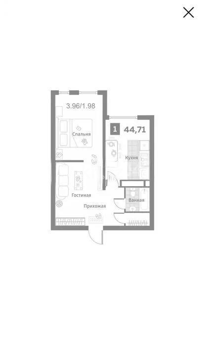 Продажа 1-комнатной квартиры, 45 м², пр. Райымбека, дом  349/1 - Продажа  однокомнатных, двухкомнатных квартир в Алматы фото 1 из 1