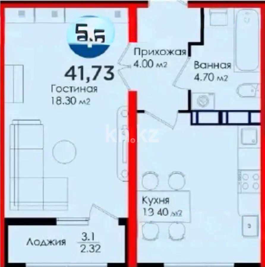 Продажа 1-комнатной квартиры, 40 м² - Продажа квартир в р-не Есиль Астаны - страница 3 фото 5 из 5