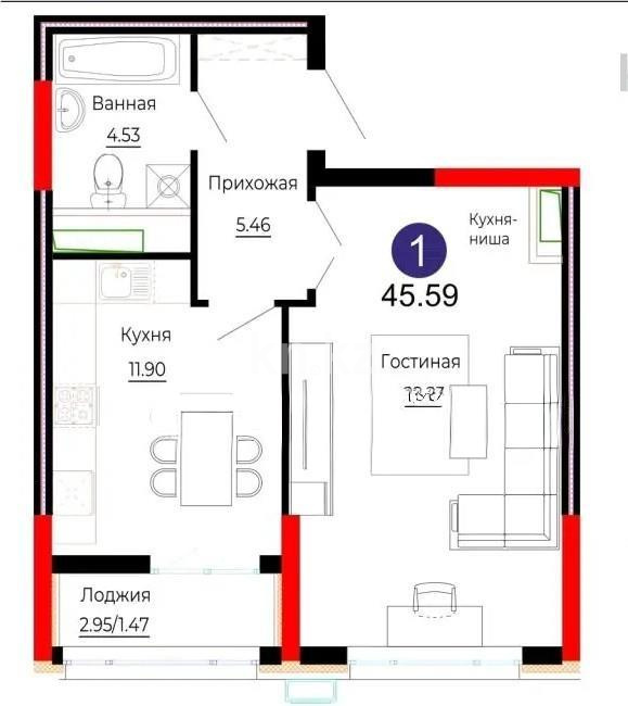Продажа 2-комнатной квартиры, 46 м² - Продажа недвижимости в Астане - страница 2 фото 4 из 4