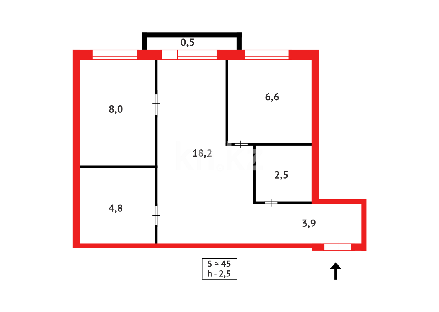 Продажа 2-комнатной квартиры, 44 м², ул. Мануильского - Продажа квартир в Караганде фото 8 из 8