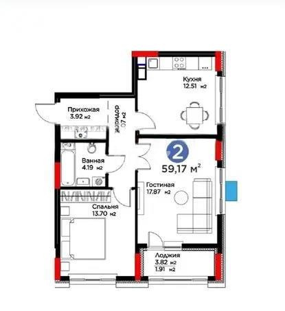 Продажа 2-комнатной квартиры, 60 м², ул. Хусейна бен Талала, дом  39 в Астане - фото 5