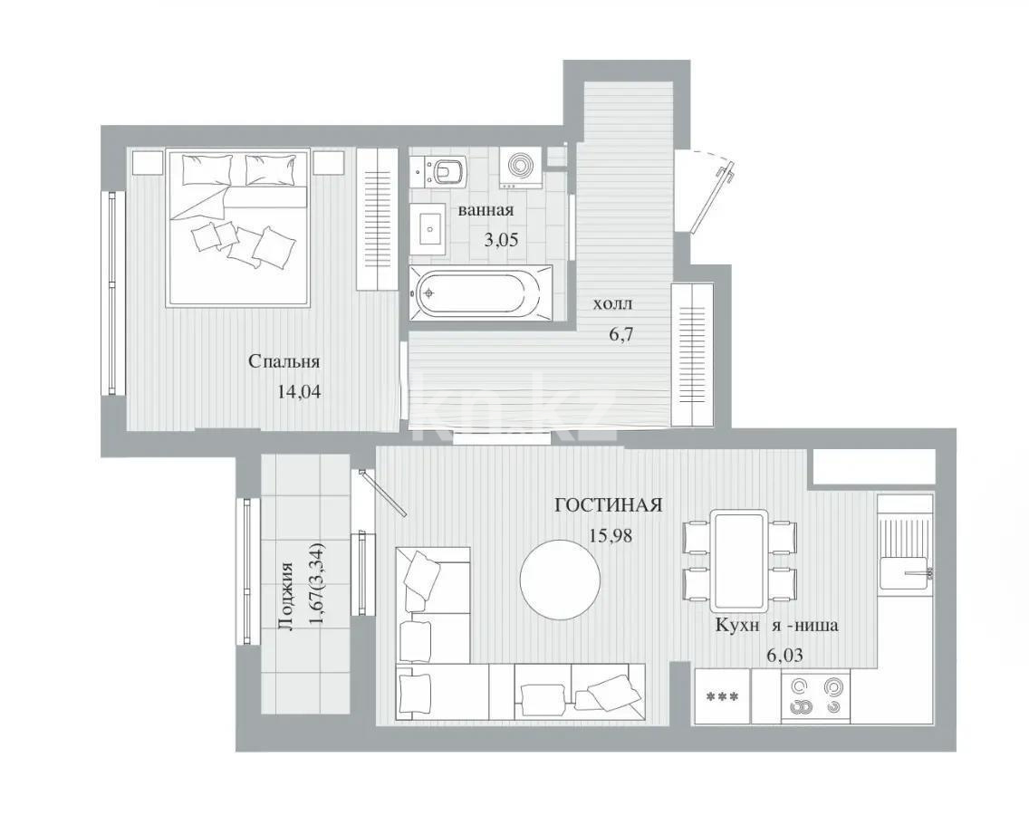 Продажа 2-комнатной квартиры, 47 м², пр. Туран, дом  39 стр - Продажа квартир в новостройках Астаны без посредников с фото фото 1 из 1