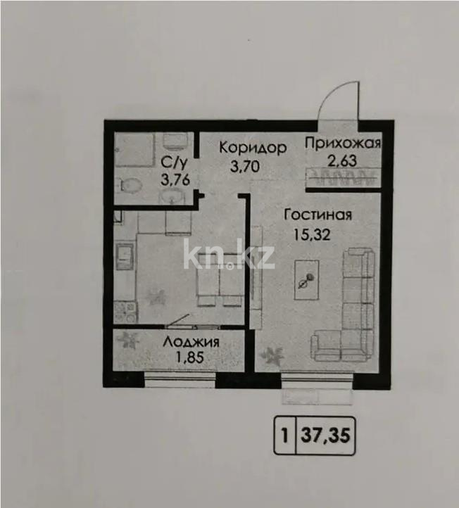 Продажа 2-комнатной квартиры, 37.35 м², Алматы-Бишкек тр., дом  8971а - Продажа  двухкомнатных квартир в Алматы без посредников фото 1 из 1