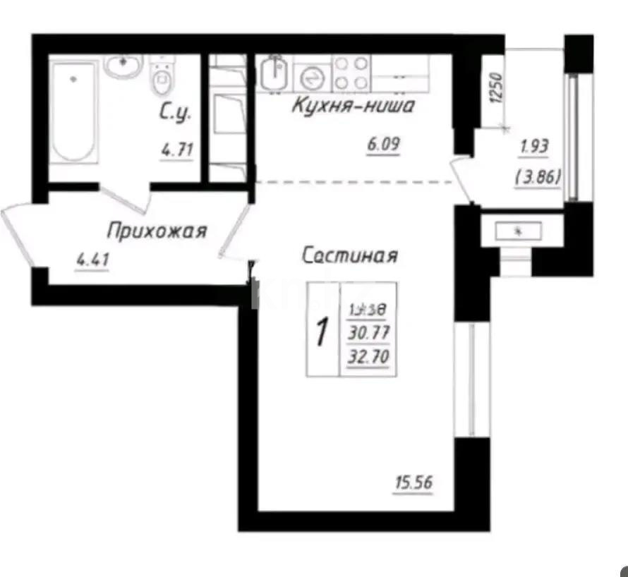 Продажа 1-комнатной квартиры, 33 м², ул. Косшыгулулы, дом  6/1 - Продажа квартир в Астане без посредников фото 1 из 1