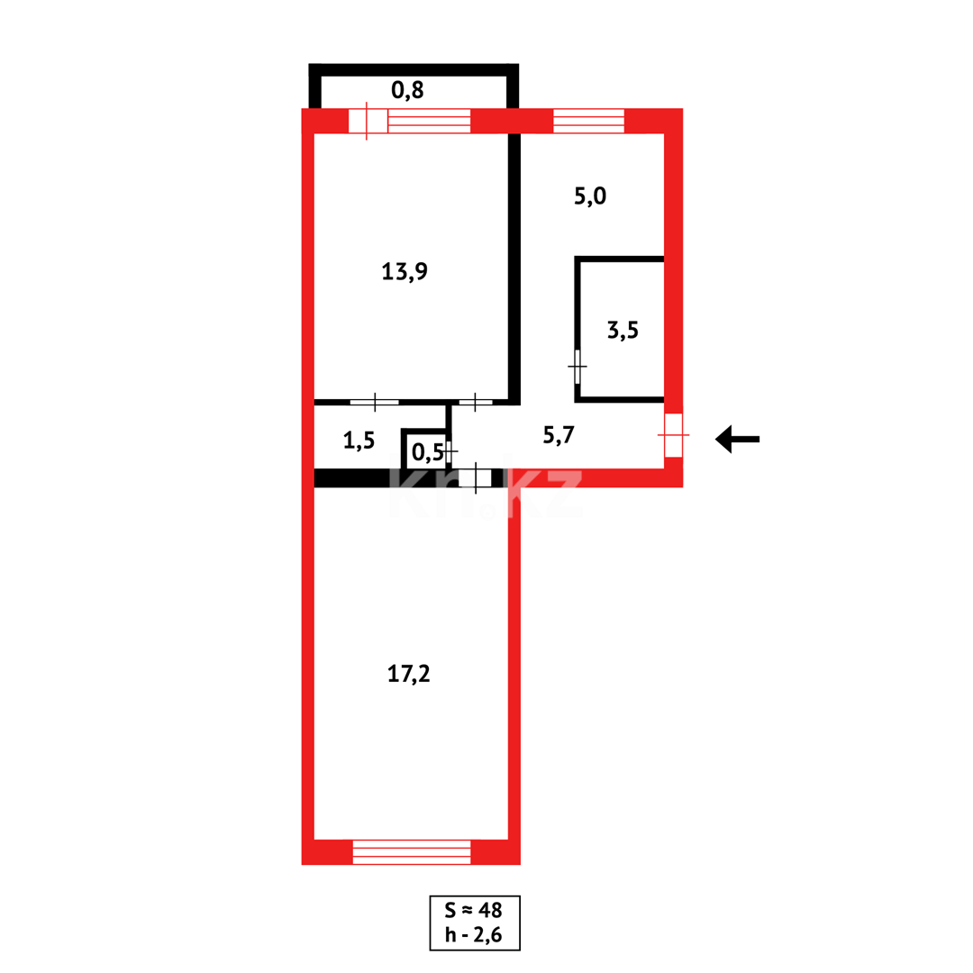 Продажа 2-комнатной квартиры, 48 м², 2 мкр-н - Продажа квартир в Абае фото 9 из 9