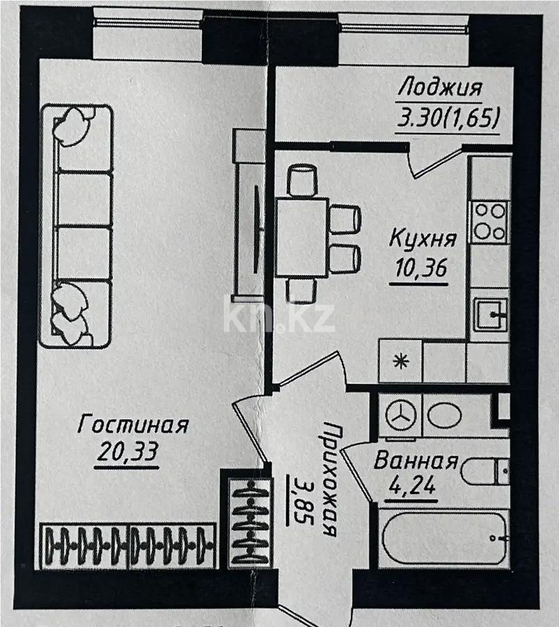 Продажа 1-комнатной квартиры, 40.43 м² в Астане