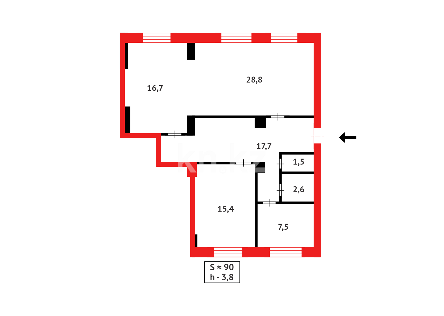 Продажа 3-комнатной квартиры, 90 м², ул. Алалыкина в Караганде - фото 22
