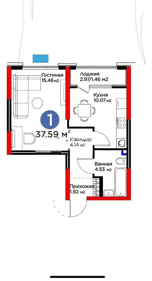 Продажа 1-комнатной квартиры, 37.59 м² в Алматы