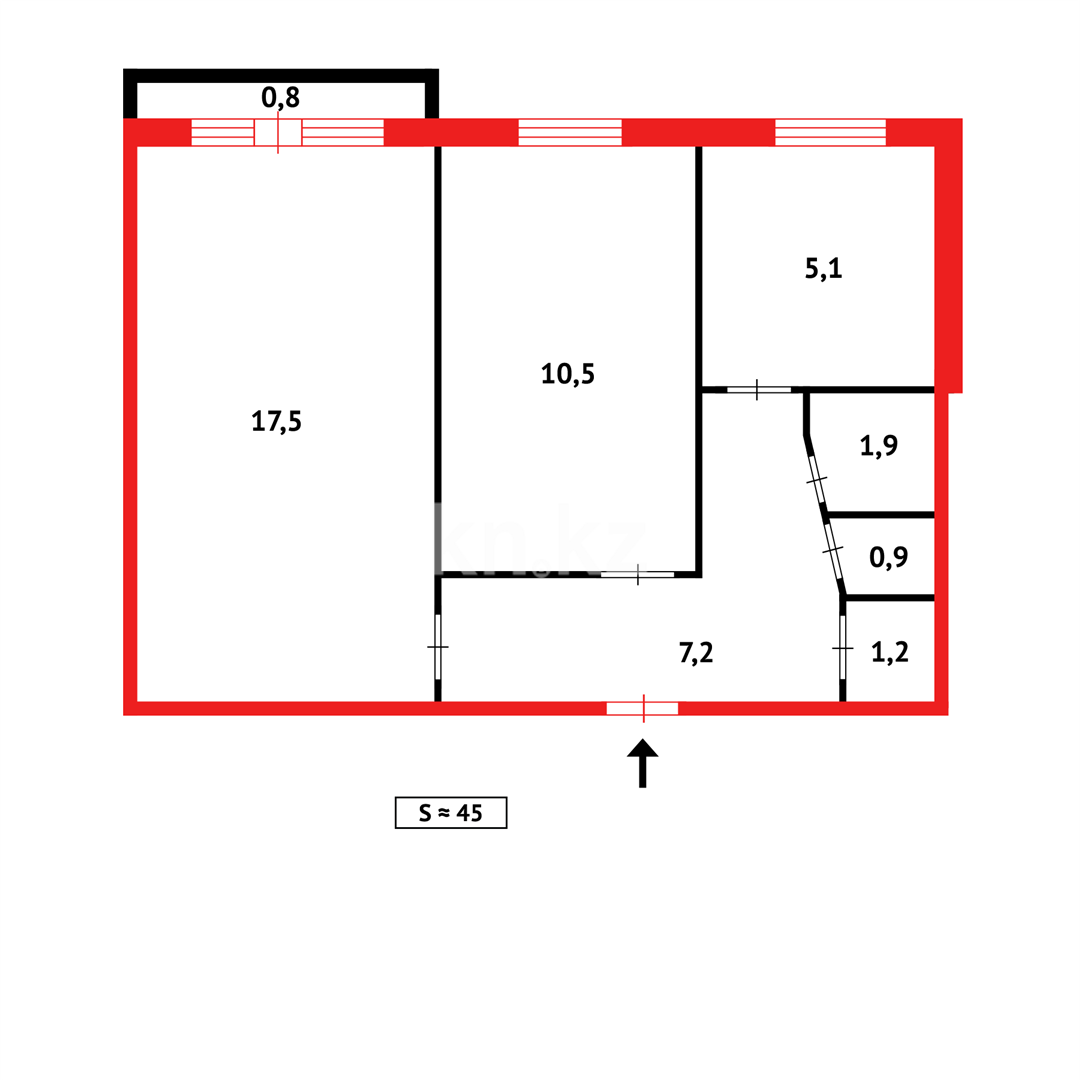 Продажа 2-комнатной квартиры, 44 м², ул. Абая в Темиртау - фото 16