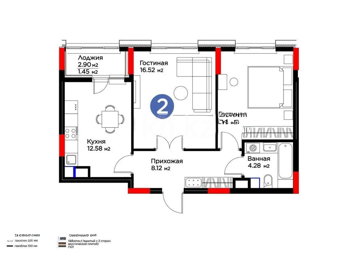 Продажа 2-комнатной квартиры, 57 м², ул. Хусейна бен Талала, дом  39/1 - Продажа квартир в Казахстане фото 1 из 1