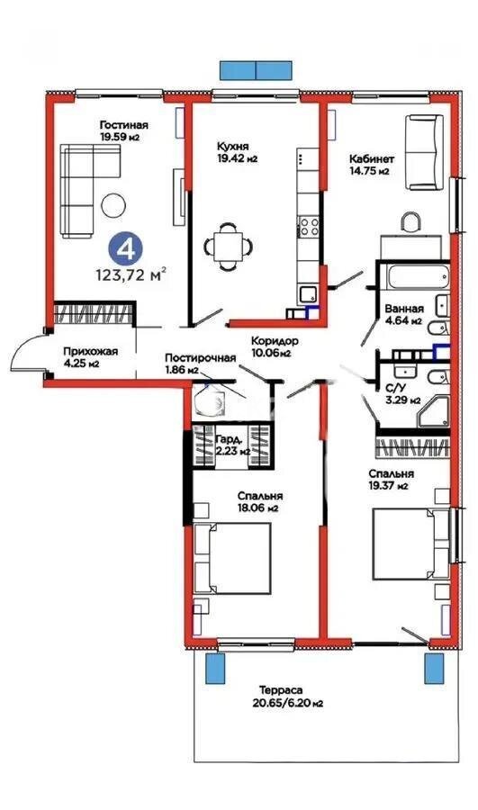 Продажа 4-комнатной квартиры, 123.72 м² в Алматы