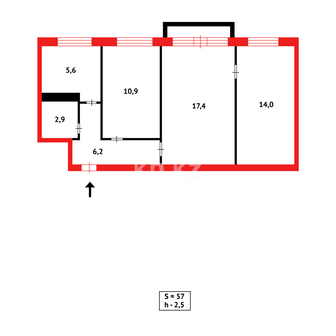 Продажа 3-комнатной квартиры, 57 м², мкр-н 12, дом  38 в Караганде - фото 11
