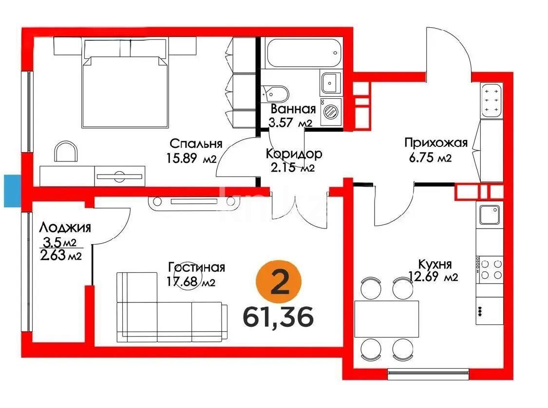 Продажа 2-комнатной квартиры, 61 м² в Астане - фото 3