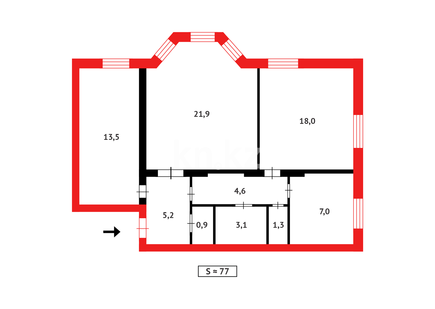 Продажа 3-комнатной квартиры, 77 м² в Абае - фото 7