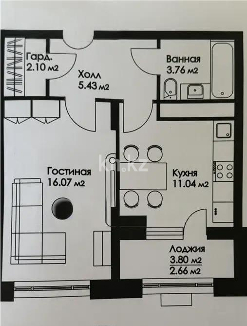 Продажа 1-комнатной квартиры, 41 м² - Продажа однокомнатных квартир от собственников в Астане фото 1 из 1