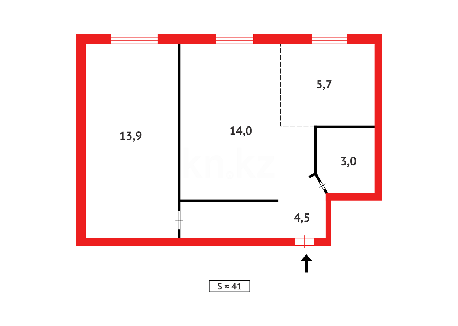 Продажа 2-комнатной квартиры, 41 м², пр. Строителей - Продажа  двухкомнатных квартир в Темиртау фото 6 из 6