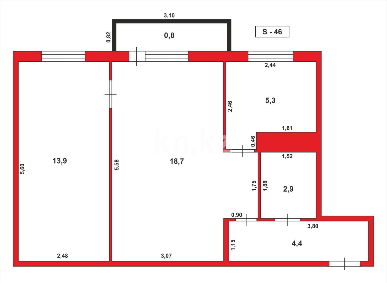 Продажа 2-комнатной квартиры, 46 м² - Недвижимость в Караганде - страница 32 фото 9 из 9