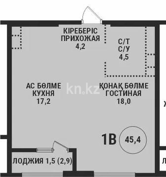 Продажа 1-комнатной квартиры, 45.5 м² - Продажа  однокомнатных квартир в новостройках Алматы с фото - страница 27 фото 1 из 1