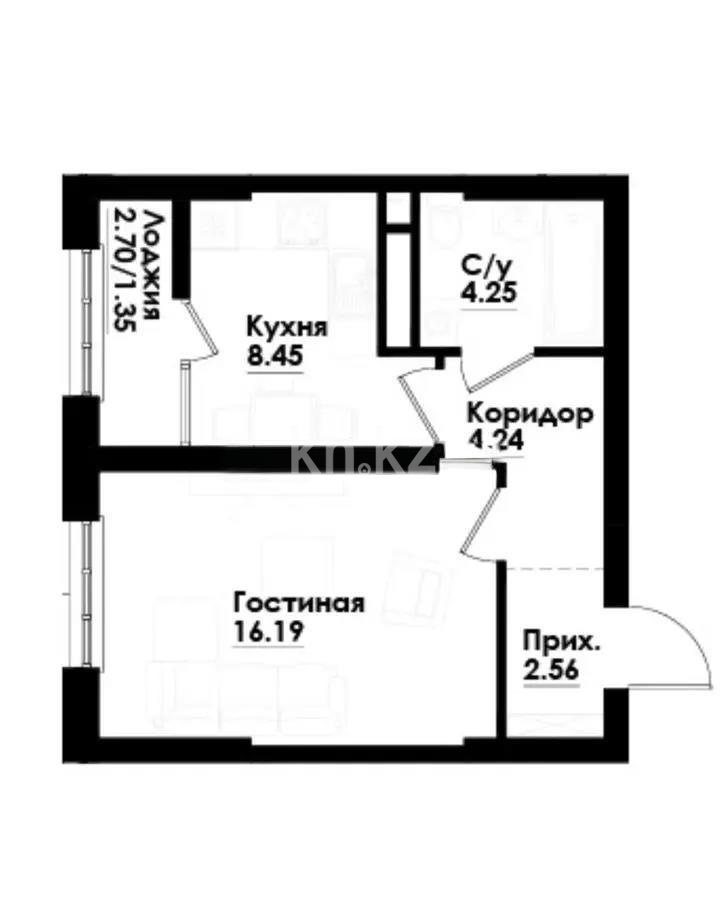Продажа 1-комнатной квартиры, 38 м², ул. Толе би, дом  290/1 - Продажа  однокомнатных квартир в Алматы без посредников с фото фото 1 из 1