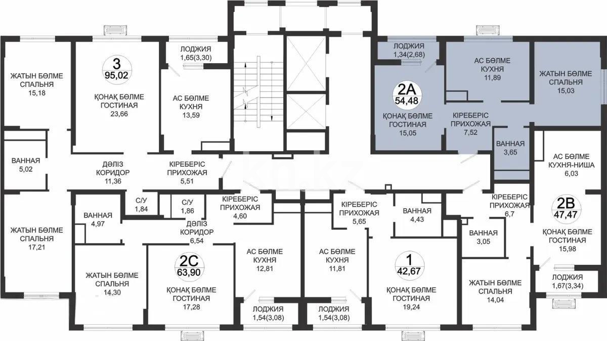 Продажа 2-комнатной квартиры, 54.48 м², пр. Туран, дом  39/2 стр в Астане - фото 3