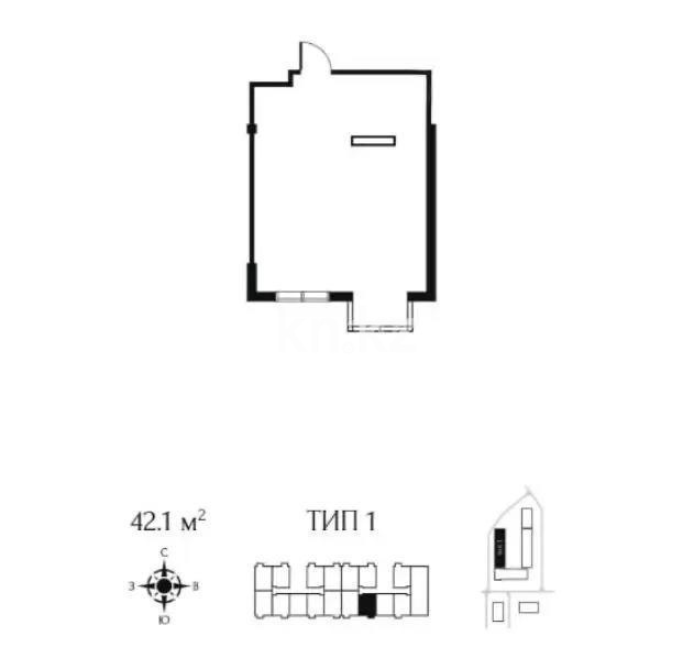 Продажа 1-комнатной квартиры, 42.1 м² в Алматы