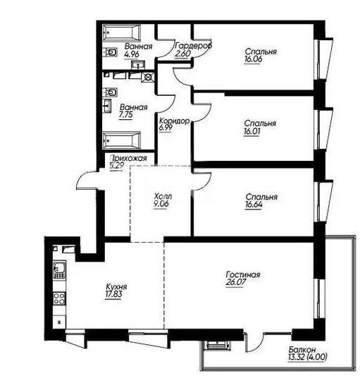 Продажа 4-комнатной квартиры, 133.26 м², ул. Навои, дом  68/1а в Алматы
