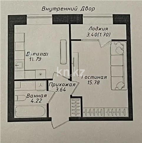 Продажа 1-комнатной квартиры, 38 м² в Астане