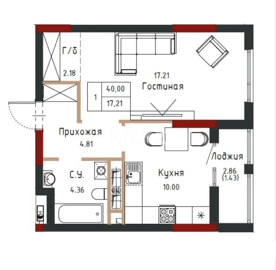 Продажа 1-комнатной квартиры, 40 м² в Астане
