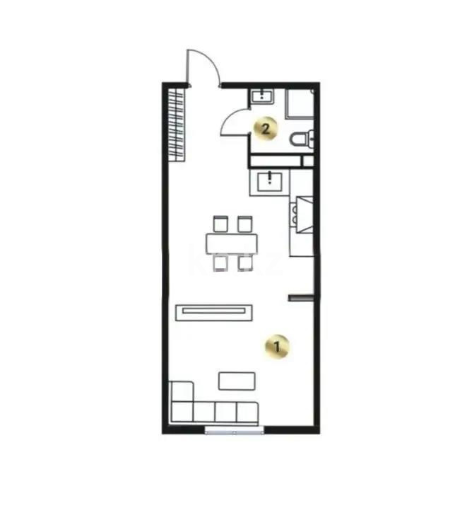 Продажа 1-комнатной квартиры, 45.2 м², ул. Сыбызгы, дом  100 стр - Продажа  однокомнатных квартир в новостройках Алматы фото 1 из 1