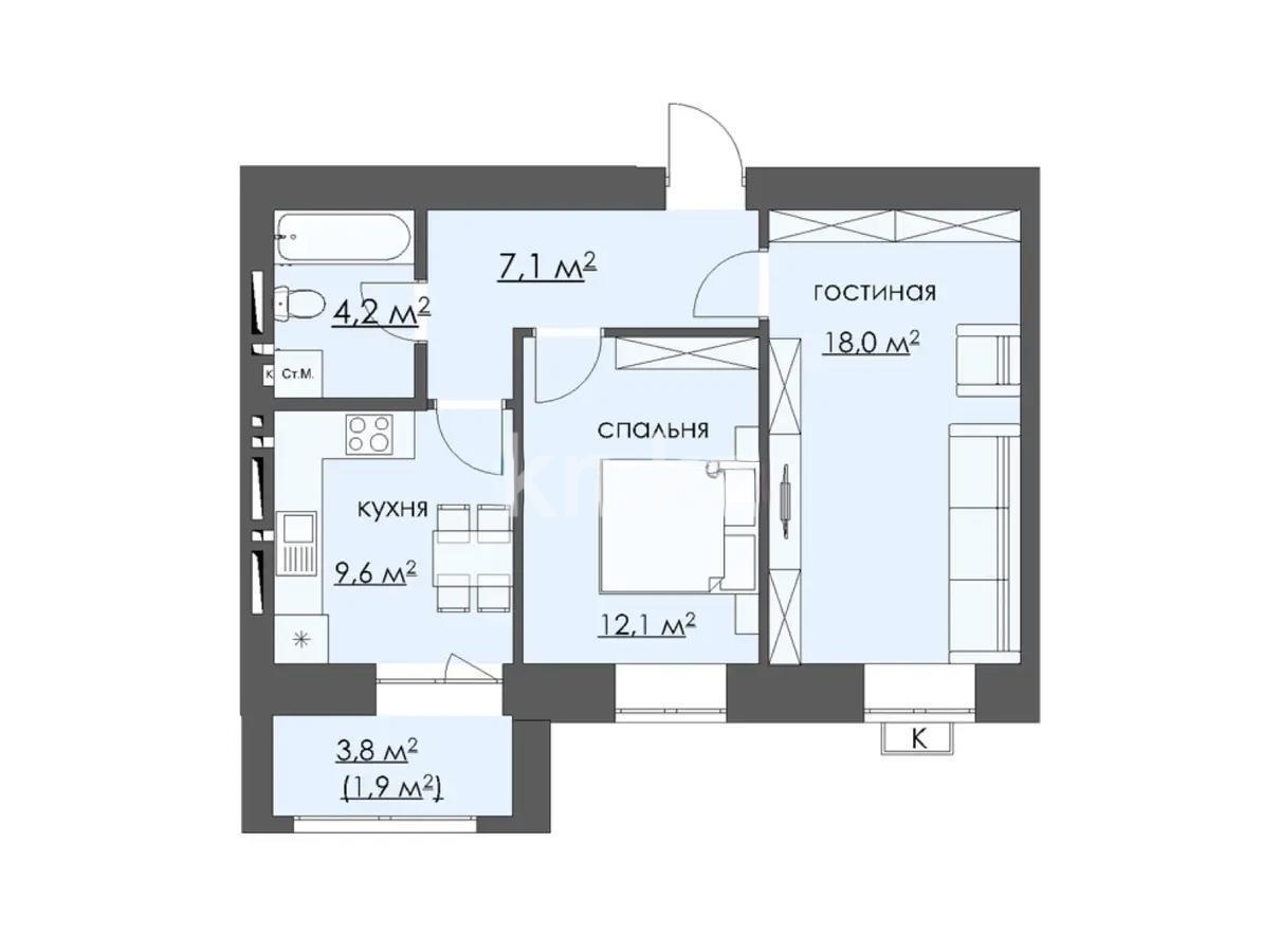 Продажа 2-комнатной квартиры, 55 м², 067 учетный квартал, дом  участок 502 - Продажа  двухкомнатных квартир в новостройках Караганды без посредников фото 1 из 1