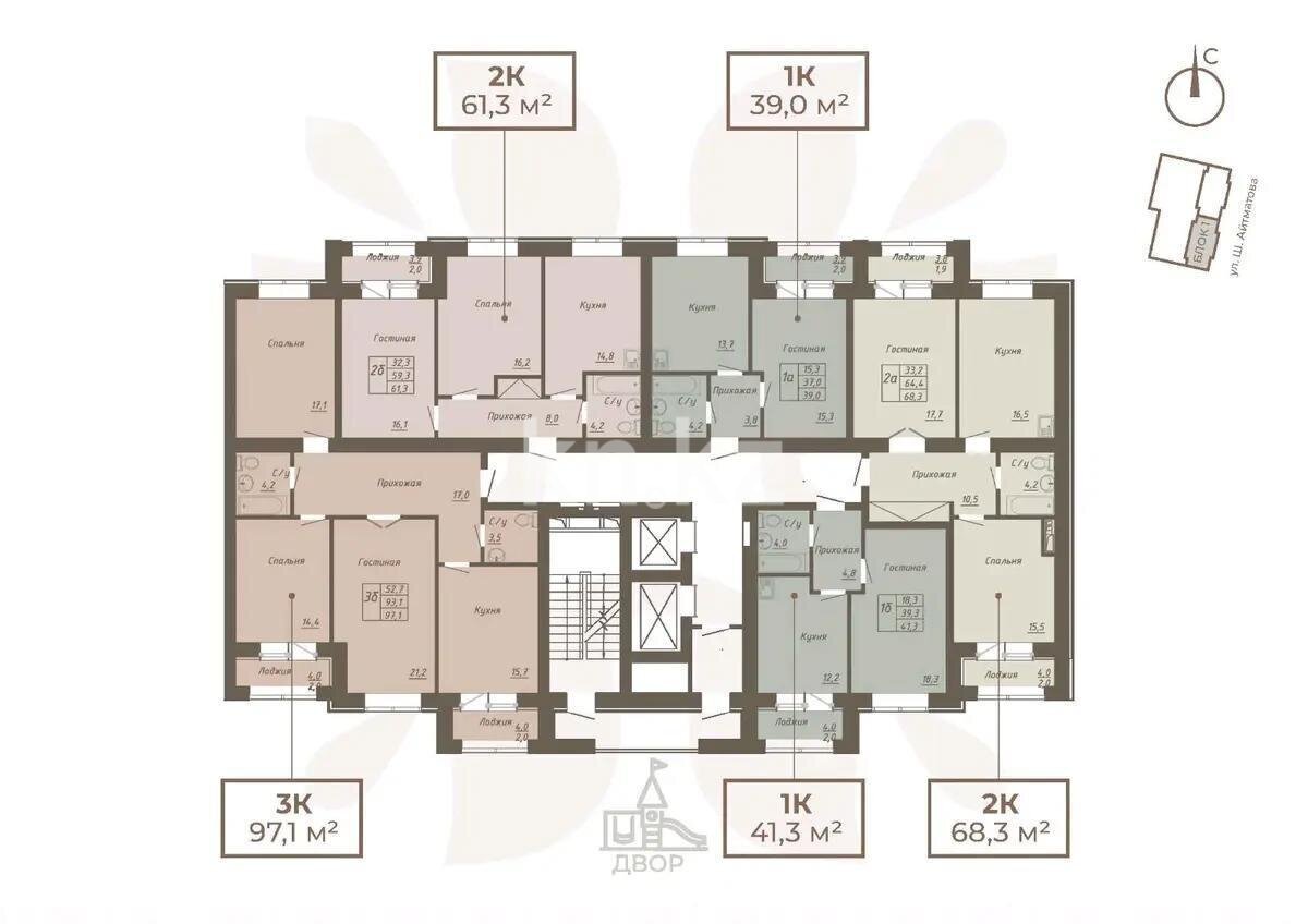 Продажа 2-комнатной квартиры, 68.3 м² в Астане
