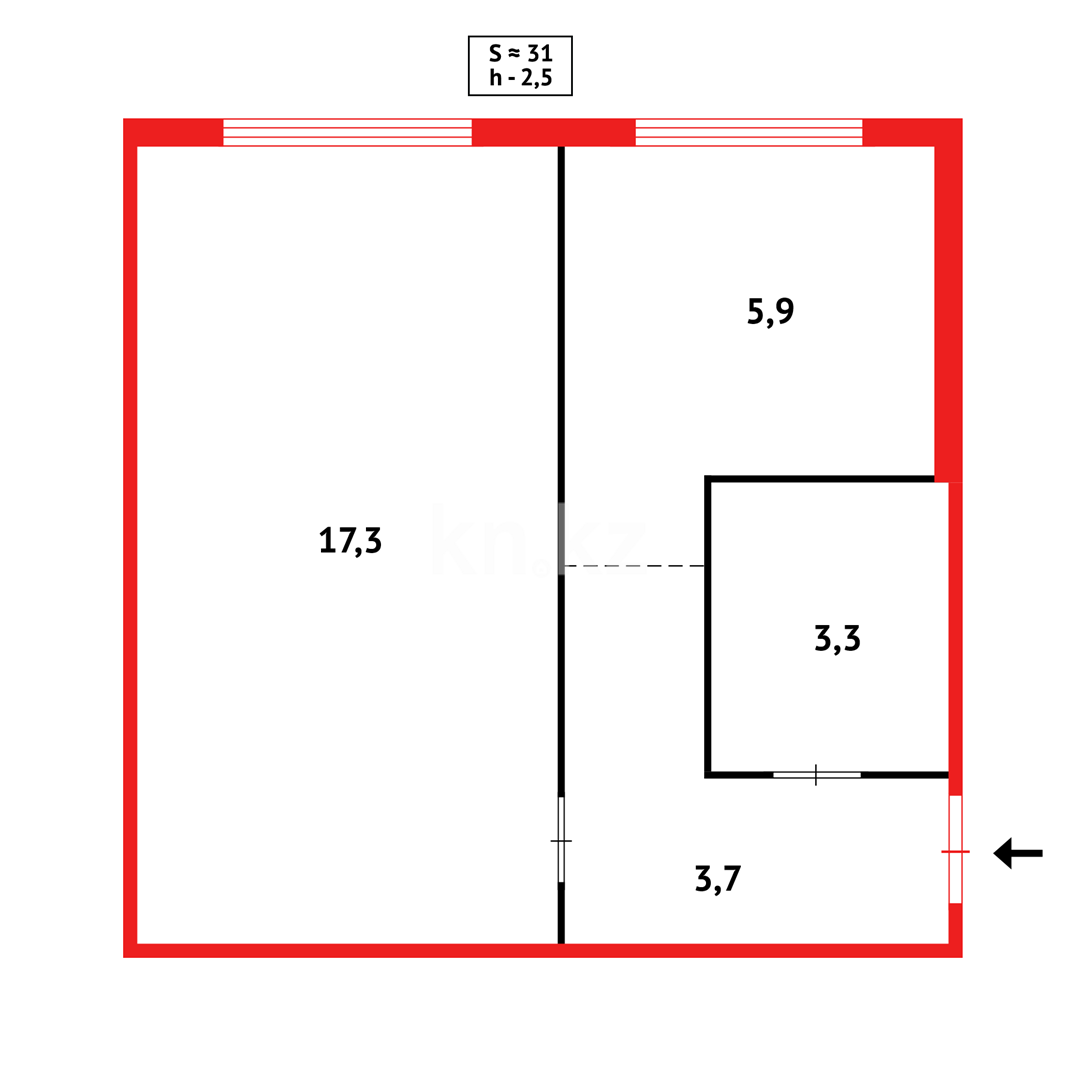 Продажа 1-комнатной квартиры, 30 м², пр. Республики, дом  20 - Продажа  однокомнатных квартир в Караганде с фото фото 10 из 10