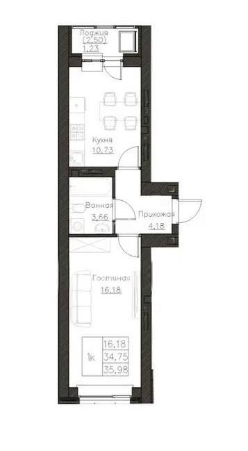 Продажа 1-комнатной квартиры, 36 м² в Астане