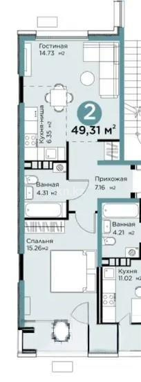 Продажа 2-комнатной квартиры, 49.31 м², мкр-н Гажайып, дом  11/19г в Алматы