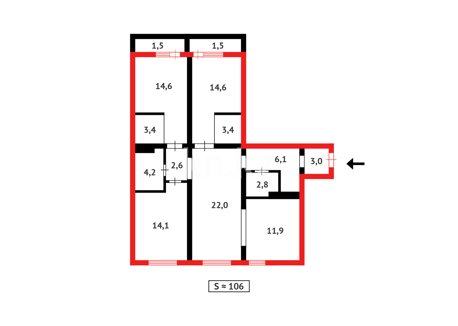 Продажа 4-комнатной квартиры, 105.7 м² - Продажа четырехкомнатных квартир в Астане - страница 2 фото 15 из 15