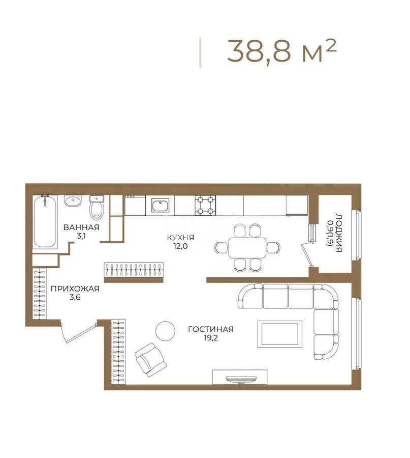 Продажа 1-комнатной квартиры, 40 м², пр. Райымбека, дом  590/7 - Продажа квартир в новостройках Алматы с фото фото 1 из 1