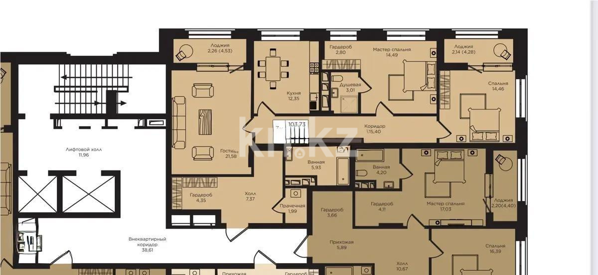 Продажа 3-комнатной квартиры, 109 м², пр. Кошкарбаева, дом  1 стр в Астане