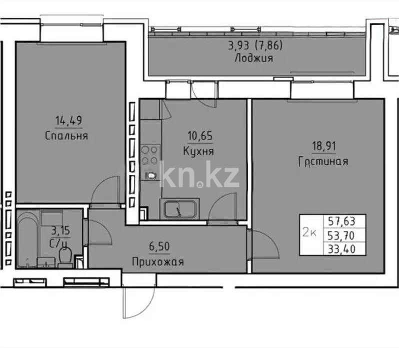 Продажа 2-комнатной квартиры, 58 м², ул. А-52, дом  2 - Продажа квартир в Астане фото 1 из 1