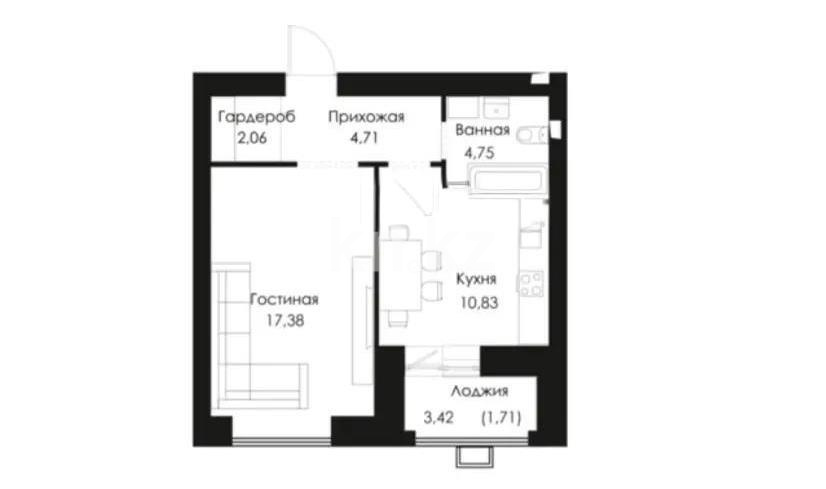 Продажа 1-комнатной квартиры, 41.44 м² в Астане - фото 3