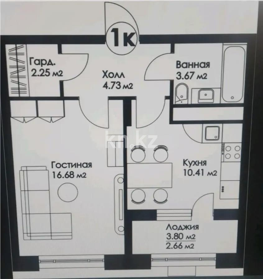 Продажа 1-комнатной квартиры, 41 м², ул. Нажимеденова, дом  29 стр - Продажа квартир в Астане без посредников фото 1 из 1